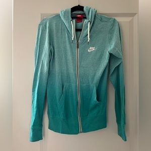 NIKE Zip Up Hoodie Jacket Turquiose Ombré Size Small